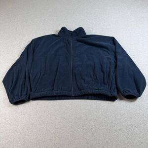 Beyond Yoga Jacket Women XL Blue Fleece Full Zip Elastic Hem USA Athleisure Cozy